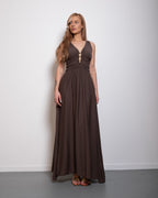 PRE-ORDER 3 WEEKS - Smocked Waist Maxi Dress BROWN | SEISHIKI STUDIO