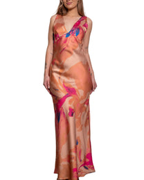 Twist Back Satin Maxi Dress Pastel Orange | SEISHIKI STUDIO