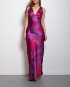 Twist Back Satin Maxi Dress Magenta | SEISHIKI STUDIO