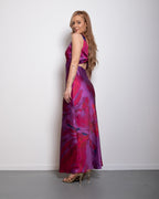 Twist Back Satin Maxi Dress Magenta | SEISHIKI STUDIO