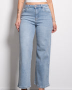 PETITE STRETCHY LIGHT BLUE WIDE LEG JEANS  - INSEAM 68CM | SEISHIKI STUDIO