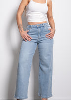 PETITE STRETCHY LIGHT BLUE WIDE LEG JEANS  - INSEAM 68CM | SEISHIKI STUDIO