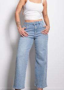 PETITE - INSEAM 68CM - STRETCHY LIGHT BLUE WIDE LEG JEANS | SEISHIKI STUDIO