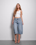 Vintage Wash Wide-Leg Denim Barrel Jorts | SEISHIKI STUDIO