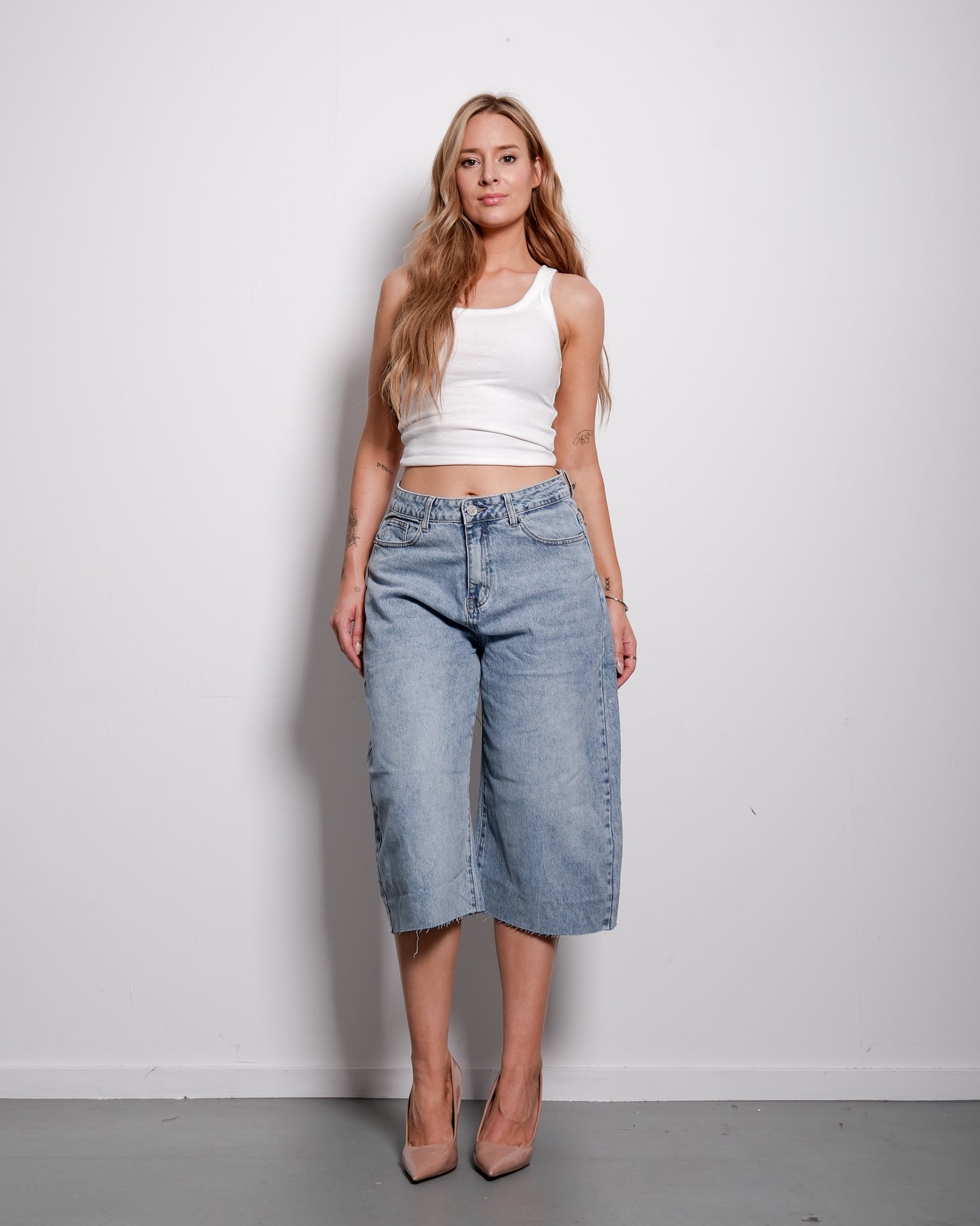 Vintage Wash Wide-Leg Denim Barrel Jorts | SEISHIKI STUDIO