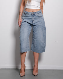 Vintage Wash Wide-Leg Denim Barrel Jorts | SEISHIKI STUDIO