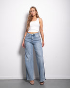 Special Edition SPORTS STRIPES LIGHT WASH WIDE LEG JEANS | SEISHIKI STUDIO