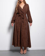 Plus Size Brown Textured Wrap Maxi Dress | SEISHIKI STUDIO
