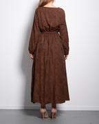 Plus Size Brown Textured Wrap Maxi Dress | SEISHIKI STUDIO