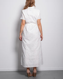 Curvy White Button Front Shirt Maxi Dress with Tie Waist – SEISHIKI STUDIO