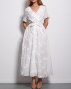 Plus Size White Floral Textured Wrap Maxi Dress | SEISHIKI STUDIO