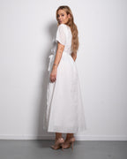 Plus Size White Floral Textured Wrap Maxi Dress | SEISHIKI STUDIO