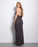 Polka Dot Halter Maxi Dress Brown/Blue | SEISHIKI STUDIO