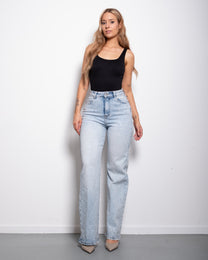 INSEAM 80CM - LIGHT WASH WITH DARK SHADING CRYSTAL JEANS | SEISHIKI STUDIO