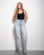 LIGHT WASH WITH DARK SHADING ALL OVER SPARKLE JEANS - INSEAM 80CM