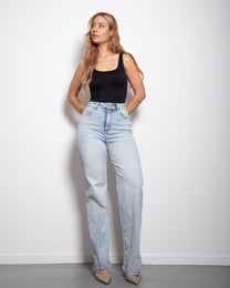 INSEAM 80CM - LIGHT WASH WITH DARK SHADING CRYSTAL JEANS | SEISHIKI STUDIO