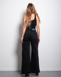 BODY SHAPING - LIGHT STRETCH - HIGH WAIST BLACK WIDE LEG JEANS - 75CM | SEISHIKI STUDIO