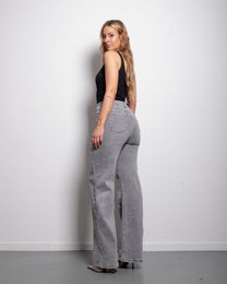 BUTTER FLEX - SUPER STRETCHY SOFT GREY WASH WIDE LEG JEANS - INSEAM 80CM - OTOSU - SEISHIKI STUDIO