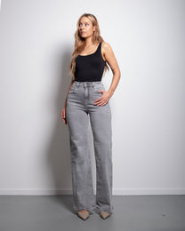 BUTTER FLEX - SUPER STRETCHY SOFT GREY WASH WIDE LEG JEANS - INSEAM 80CM - OTOSU - SEISHIKI STUDIO