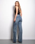 BUTTER FLEX - SUPER STRETCHY DARK WASH WIDE LEG JEANS WITH ACCENT SHADING - INSEAM 80CM - MESSHU - SEISHIKI STUDIO