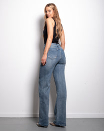 BUTTER FLEX - SUPER STRETCHY DARK WASH WIDE LEG JEANS WITH ACCENT SHADING - INSEAM 80CM - MESSHU - SEISHIKI STUDIO