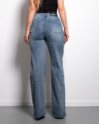 BUTTER FLEX - SUPER STRETCHY DARK WASH WIDE LEG JEANS WITH ACCENT SHADING - INSEAM 80CM - MESSHU - SEISHIKI STUDIO