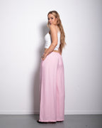 Flowy Drawstring Wide Leg Trousers Pink | SEISHIKI STUDIO