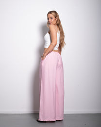 Flowy Drawstring Wide Leg Trousers Pink | SEISHIKI STUDIO