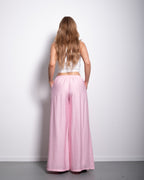 Flowy Drawstring Wide Leg Trousers Pink | SEISHIKI STUDIO
