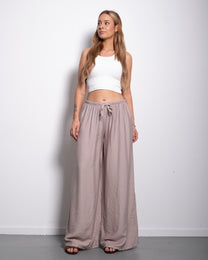 Flowy Drawstring Wide Leg Trousers Taupe | SEISHIKI STUDIO