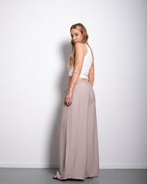 Flowy Drawstring Wide Leg Trousers Taupe | SEISHIKI STUDIO