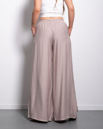 Flowy Drawstring Wide Leg Trousers Taupe | SEISHIKI STUDIO