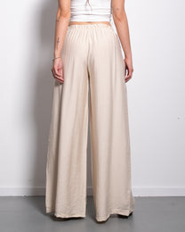 Flowy Drawstring Wide Leg Trousers Cream | SEISHIKI STUDIO