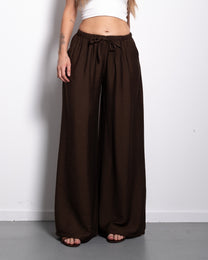 Flowy Drawstring Wide Leg Trousers Brown | SEISHIKI STUDIO