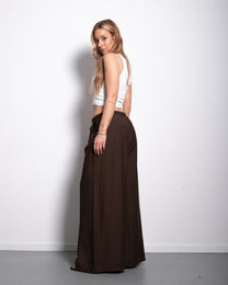 Flowy Drawstring Wide Leg Trousers Brown | SEISHIKI STUDIO