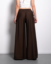 Flowy Drawstring Wide Leg Trousers Brown | SEISHIKI STUDIO