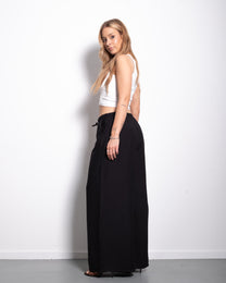 Flowy Drawstring Wide Leg Trousers Black | SEISHIKI STUDIO