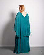Curvy Cape Sleeve Maxi Dress Green | SEISHIKI STUDIO