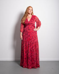 Curvy Floral Wrap Maxi Dress Pink | SEISHIKI STUDIO