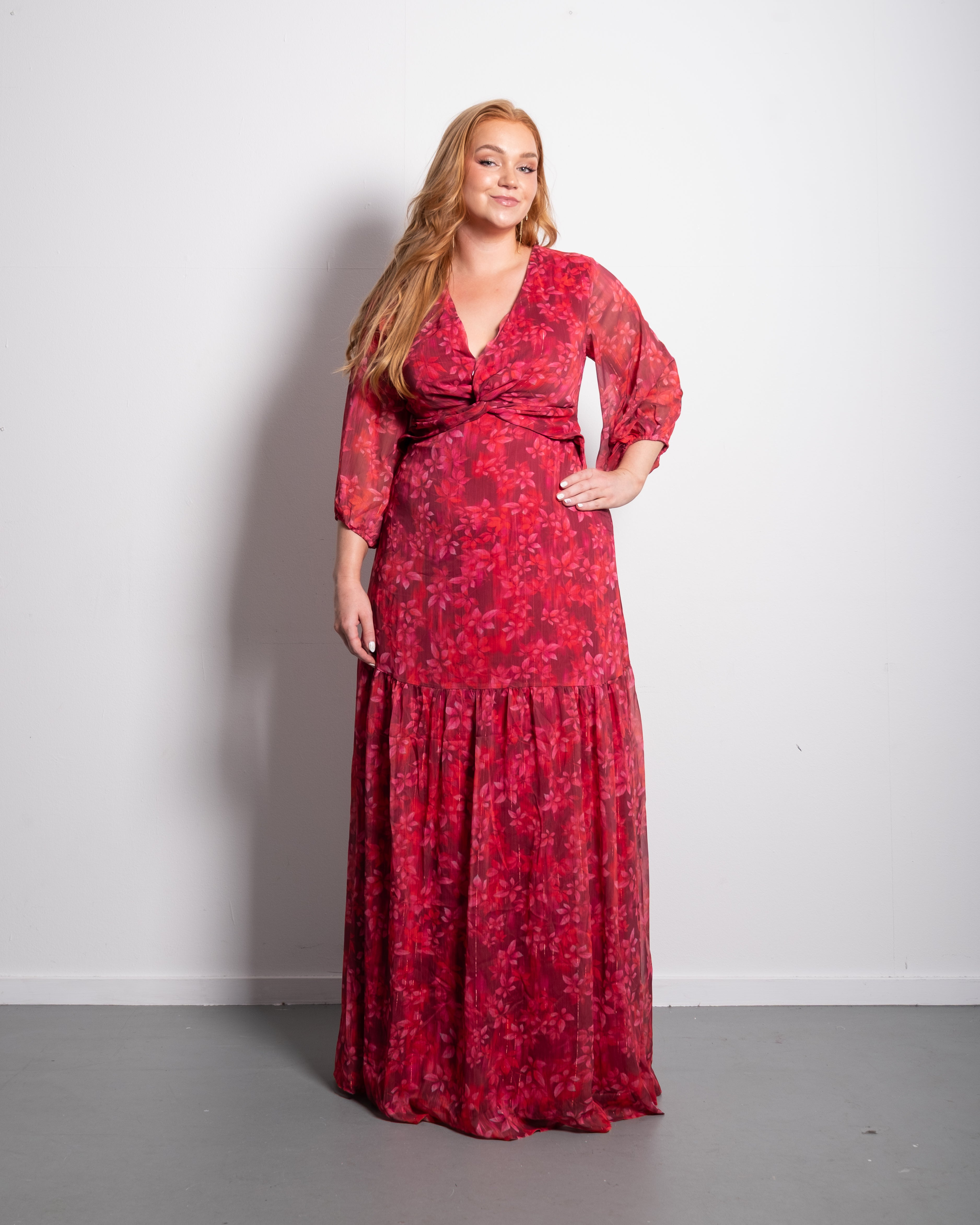 Curvy Floral Wrap Maxi Dress Pink | SEISHIKI STUDIO