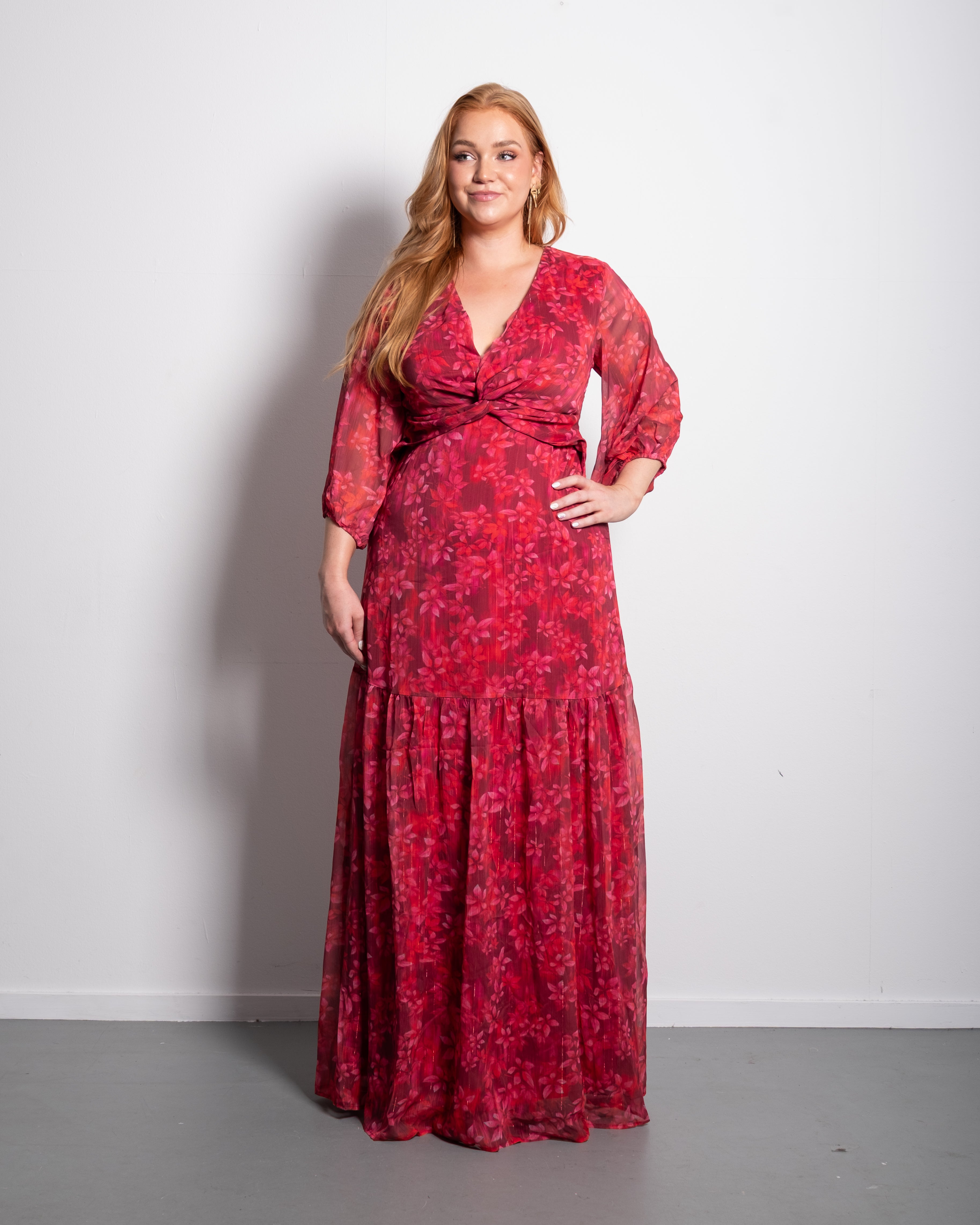 Curvy Floral Wrap Maxi Dress Pink | SEISHIKI STUDIO
