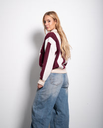 Varsity Stripe Polo Sweater Burgundy – SEISHIKI STUDIO