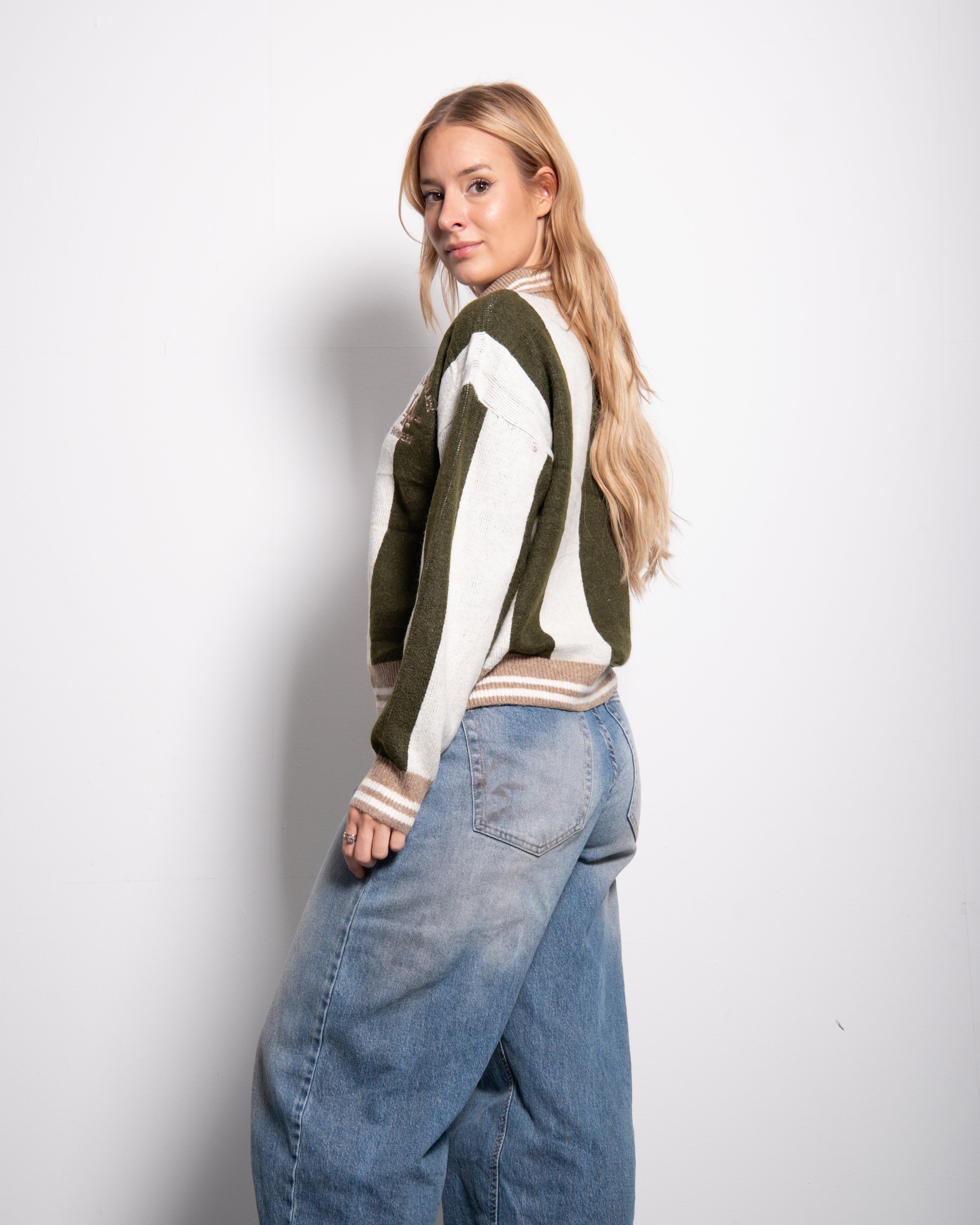 Varsity Stripe Polo Sweater Green | SEISHIKI STUDIO