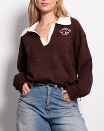 LA Varsity Polo Sweatshirt Brown | SEISHIKI STUDIO