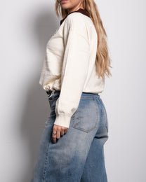 LA Varsity Polo Sweatshirt White | SEISHIKI STUDIO