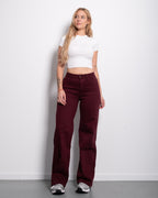 STRETCHY STRAIGHT LEG JEANS BURGUNDY - INSEAM 78CM | SEISHIKI STUDIO