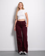 STRETCHY STRAIGHT LEG JEANS BURGUNDY - INSEAM 78CM | SEISHIKI STUDIO