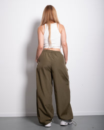 Wide Leg Contrast Piping Drawstring Track Pants Green | SEISHIKI STUDIO