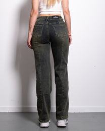INSEAM 75CM - STRETCHY ACID wash front seam wide leg jeans | SEISHIKI STUDIO