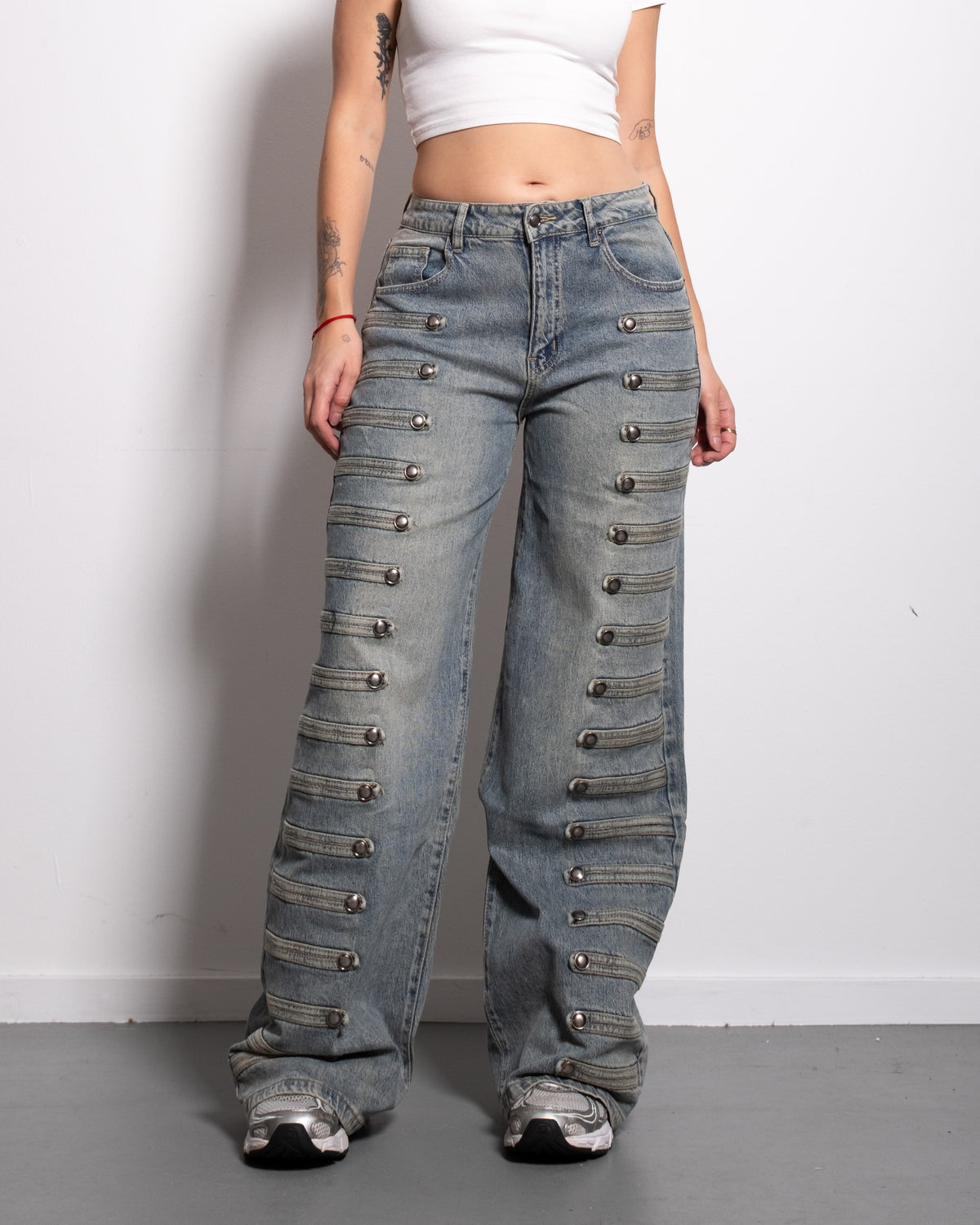 INSEAM 81CM - RIVET DETAIL WIDE LEG JEANS | SEISHIKI STUDIO
